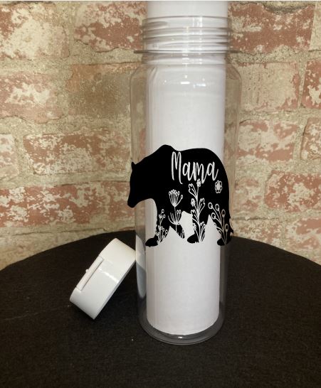 Motherhood Themed Plastic 30-oz Water Bottle Water Bottle B1ack By Design LLC White (Translucent) Mama Bear 