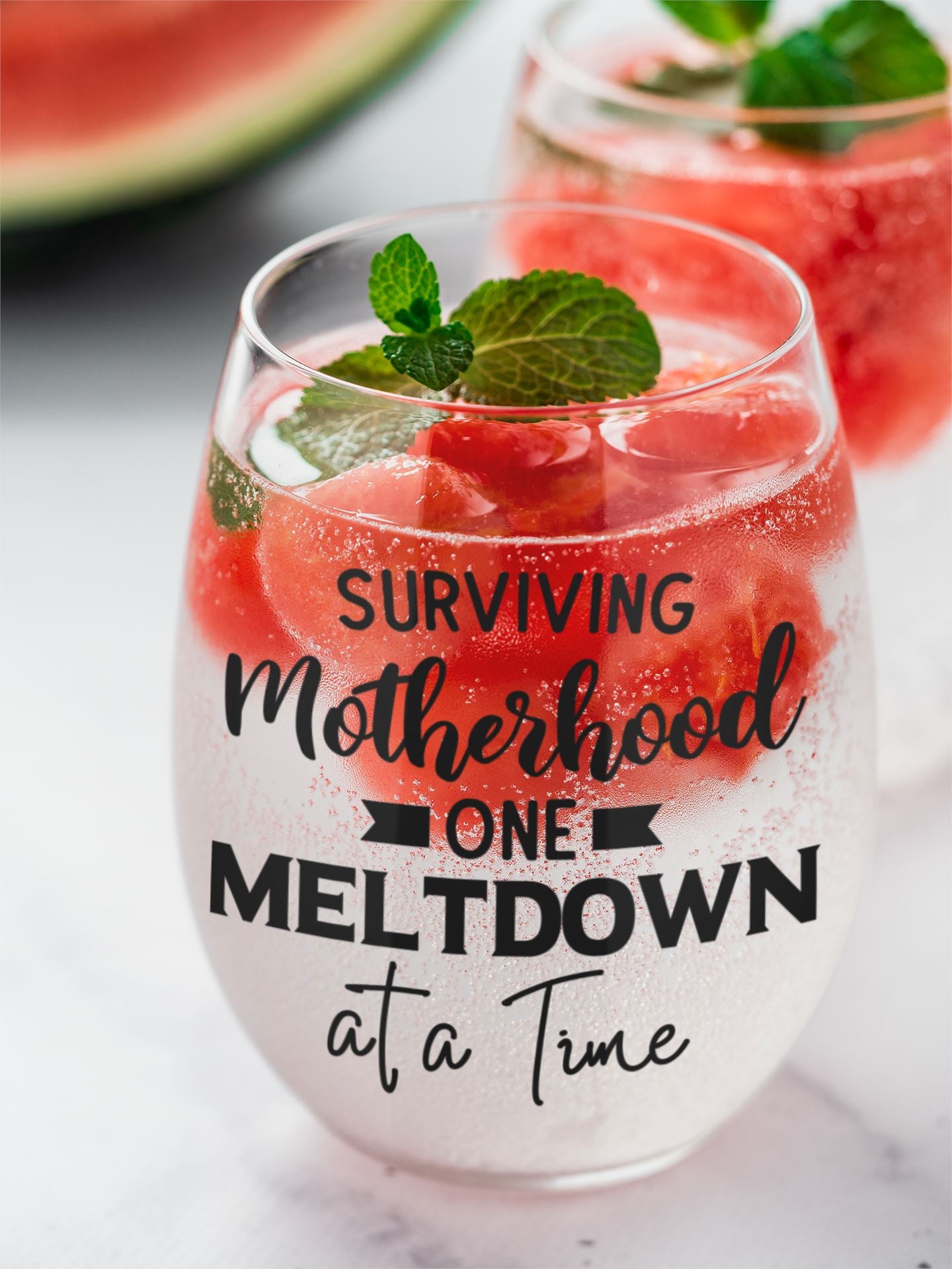 Motherhood Themed Stemless Wine Glass, Motherhood Sayings, Mother's Day B1ack By Design LLC 