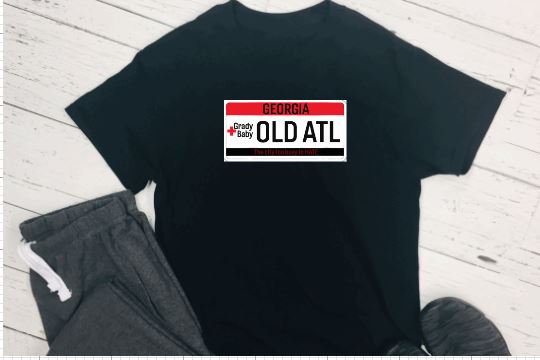 OLD ATL - Grady Baby License Plate Shirt B1ack By Design LLC 