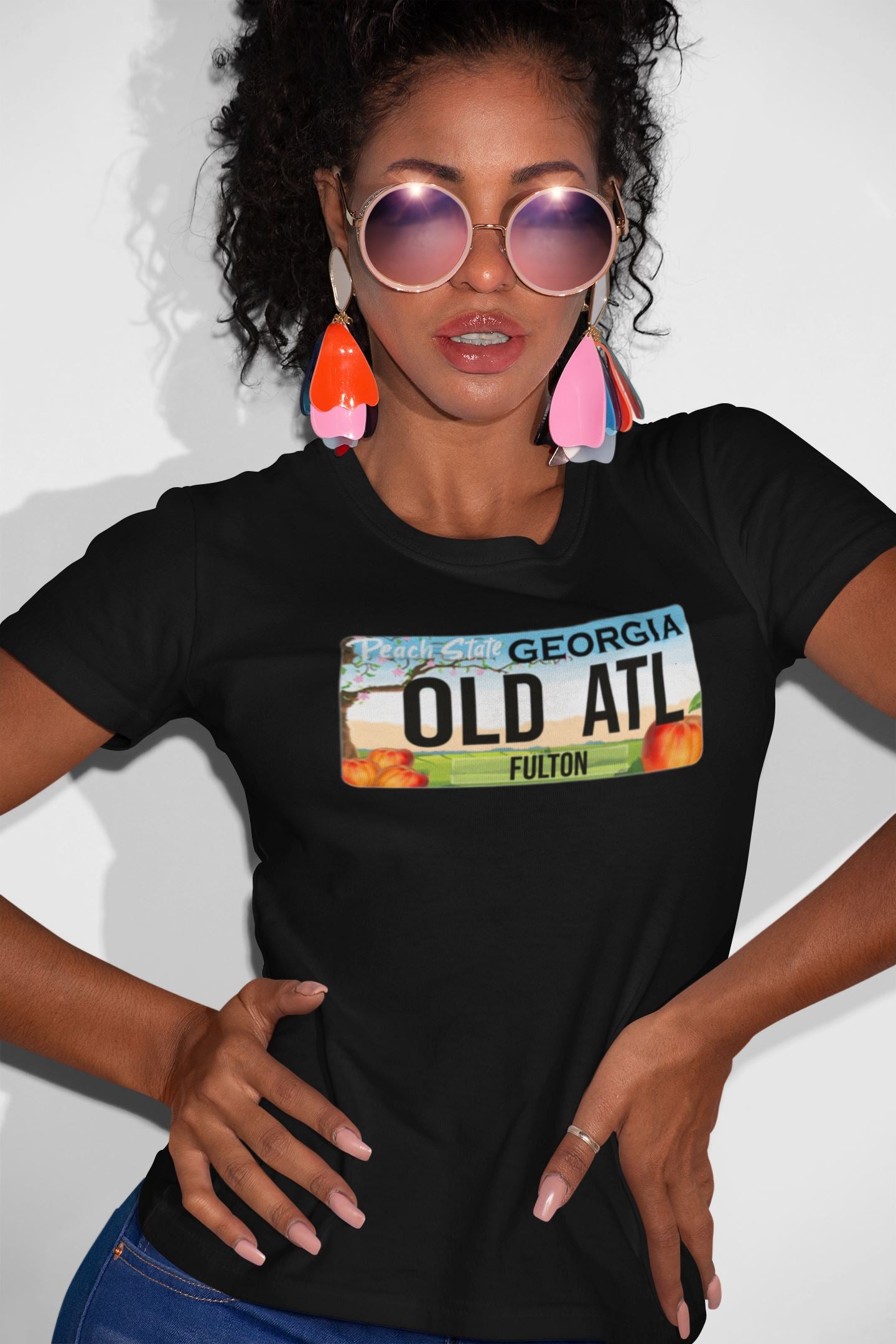 Old ATL Peach State T-Shirt, Georgia Girl, License Plate Themed Shirt Shirt B1ack By Design LLC 