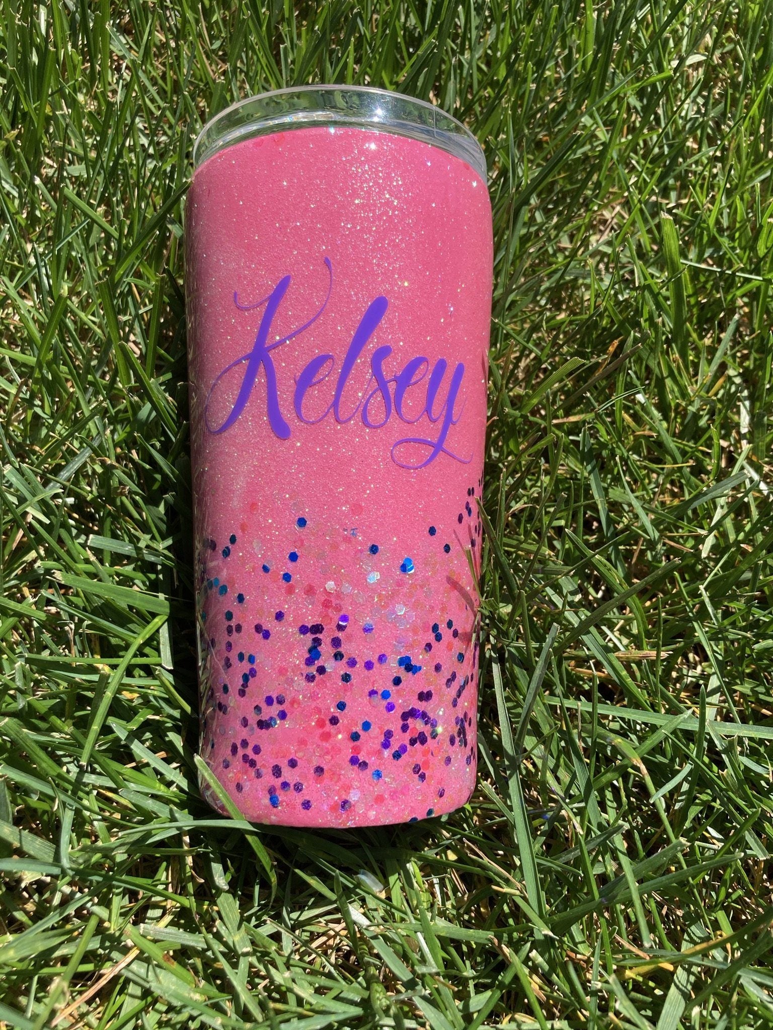Pink Confetti Glitter 16 oz. Tumbler Drinkware B1ack By Design LLC 