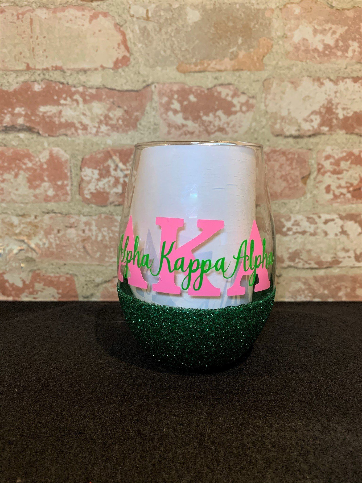 Sorority Inspired Stemless Glitter Glass Stemless Glass B1ack By Design LLC 