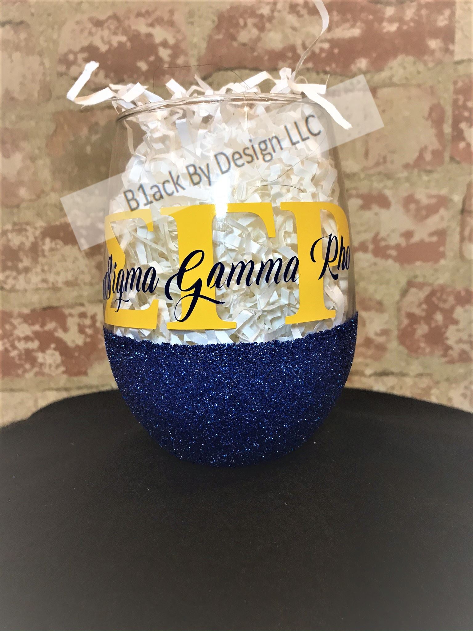 Sorority Inspired Stemless Glitter Glass Stemless Glass B1ack By Design LLC 