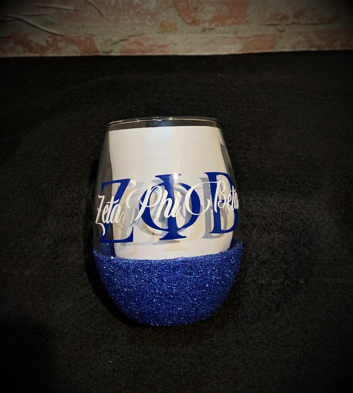 Sorority Inspired Stemless Glitter Glass Stemless Glass B1ack By Design LLC 