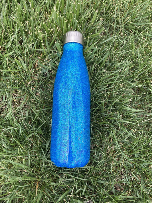 Stainless Steel Water Bottle Water Bottle B1ack By Design LLC Holographic Blue Glitter Glitter Only 