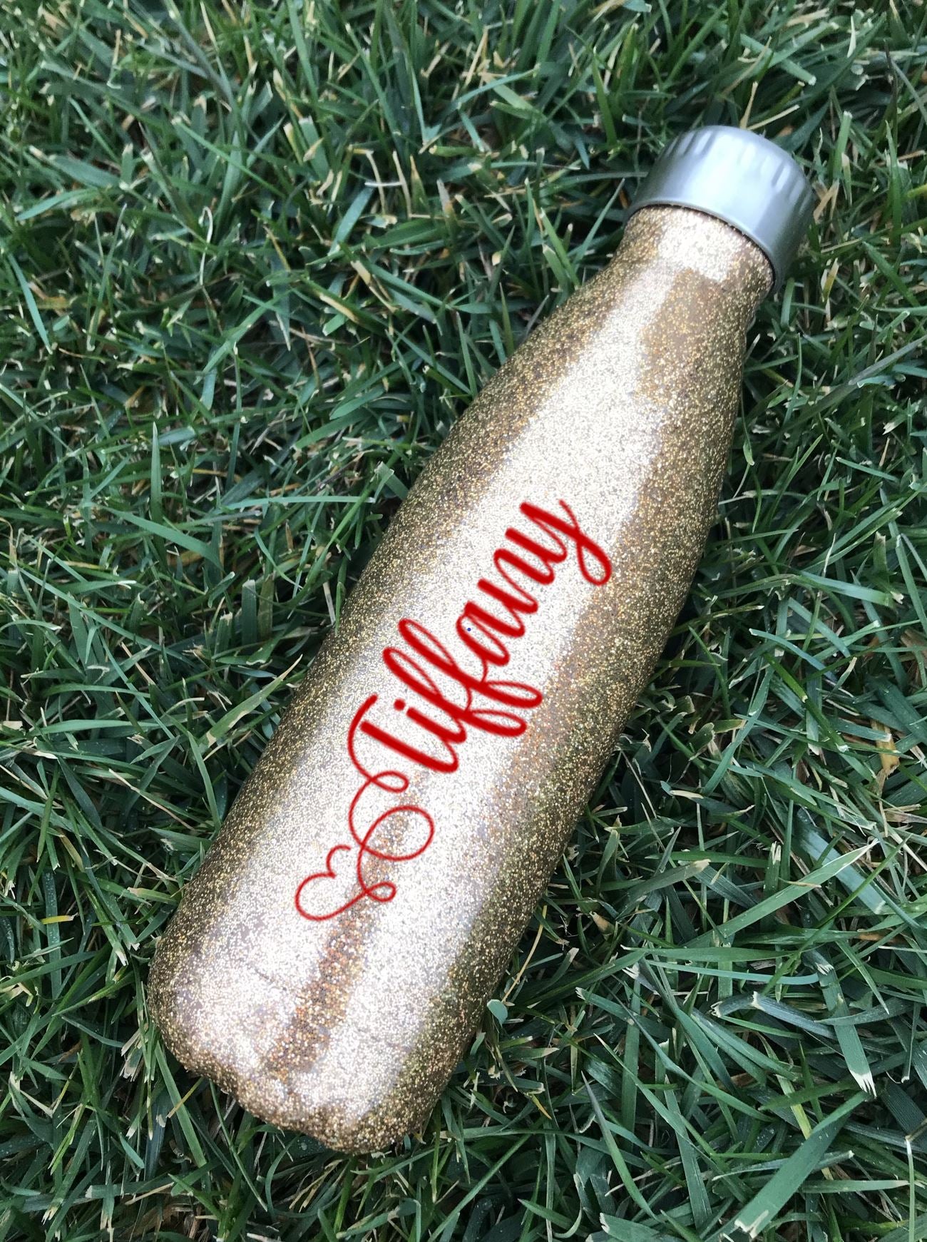 Stainless Steel Water Bottle Water Bottle B1ack By Design LLC Holographic Rose Gold Glitter Name 