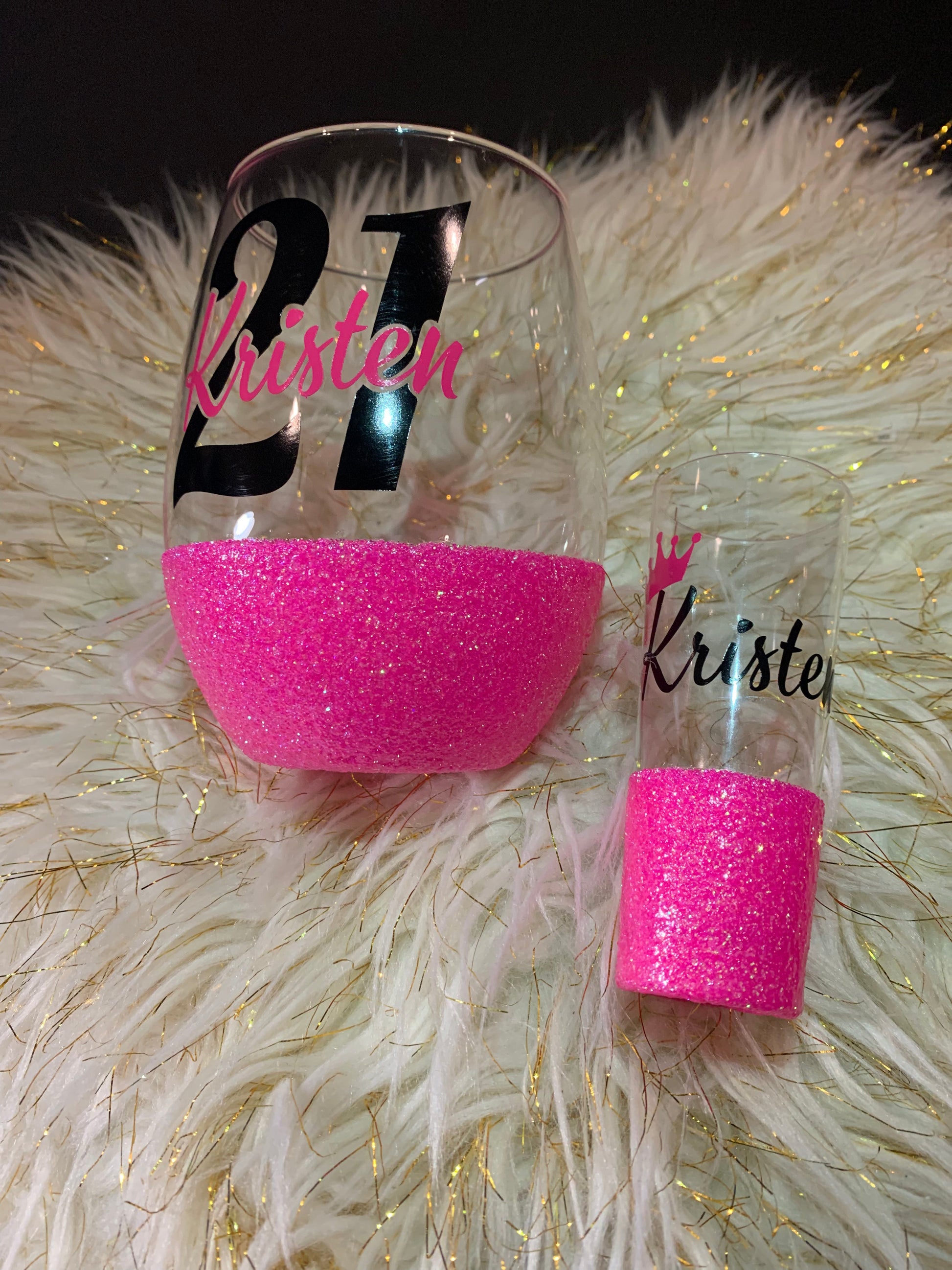 Stemless Glitter Glass (Birthday Edition) Stemless Glass B1ack By Design LLC 