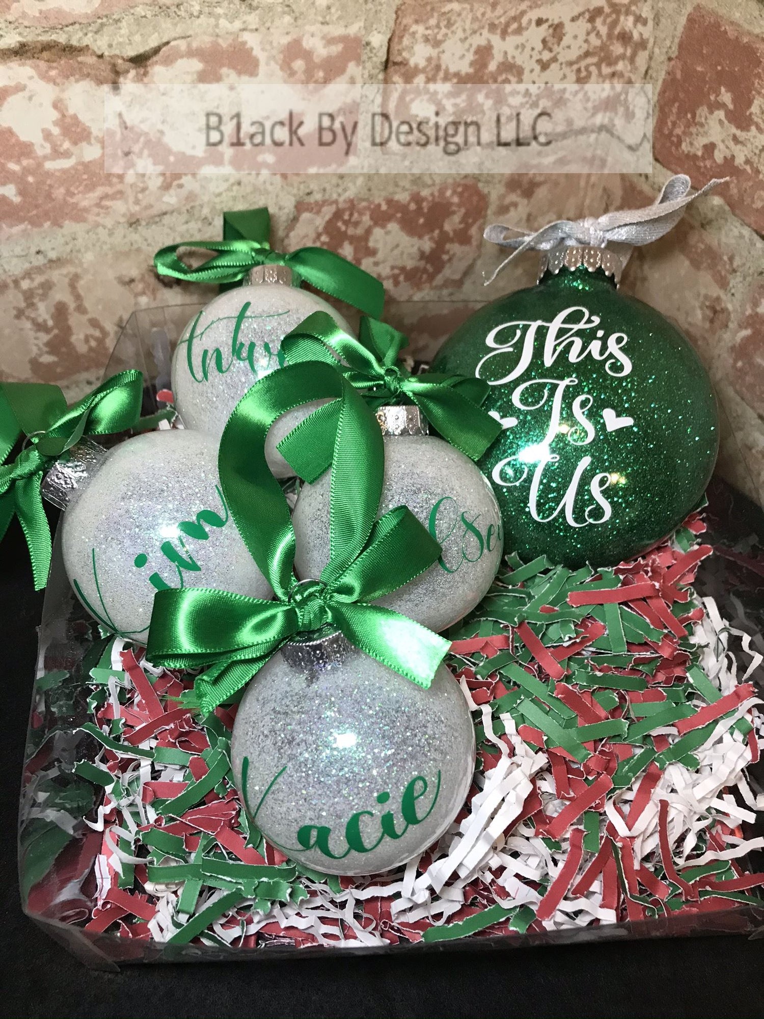 This is Us! Glitter Christmas Ornament Set Christmas Ornament B1ack By Design LLC 